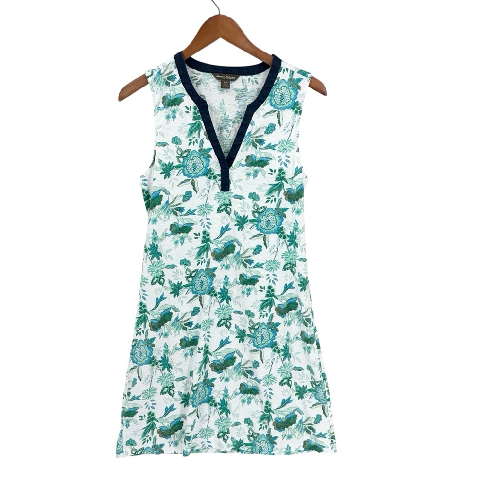 TOMMY BAHAMA Dress Pina Cool-ada Tropical Sleeveless White Green Blue